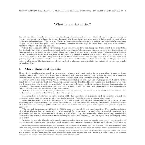 Mathematical Thinking- there's more to math than just numbers (by Keith Devlin) 