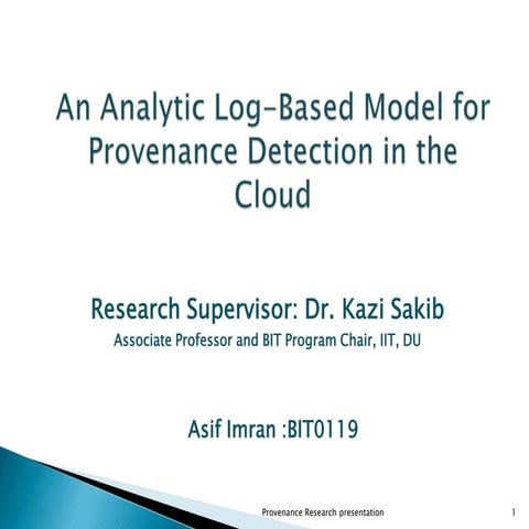 Provenance based presentation on cloud computing security