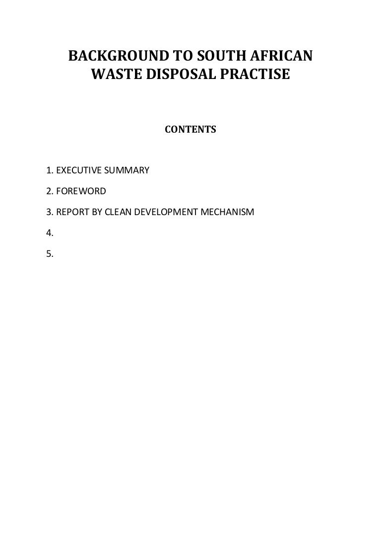 Background to south african waste disposal practise