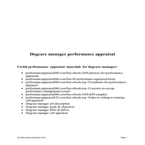 Back office assistant performance appraisal | DOCX