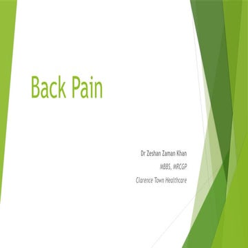 Back Pain and its presentation, DDs, red Flags, investigations, managment and Advices.pptx