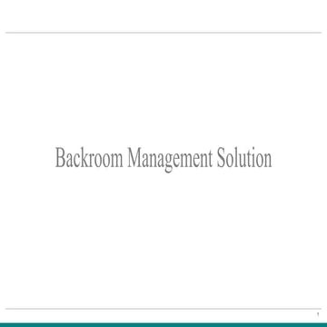 Backroom Management Solution "BMS"