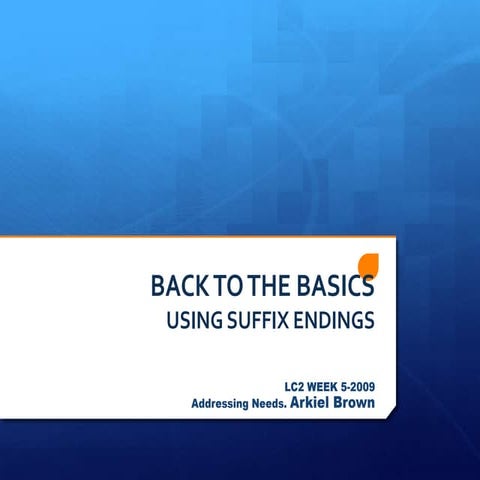 Back T0 Basic Ssuffixes1