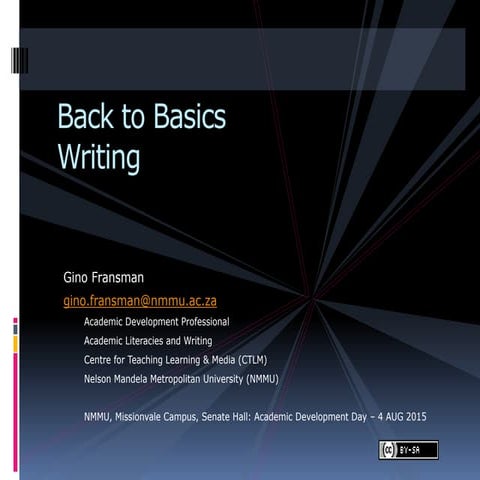 Back to basics of writing   g fransman workshop   4 aug 2015 missionvale