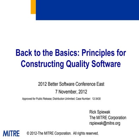 Back to the basics   principles for constructing quality software