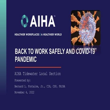 Back to Work Safely and COVID-19 Pandemic