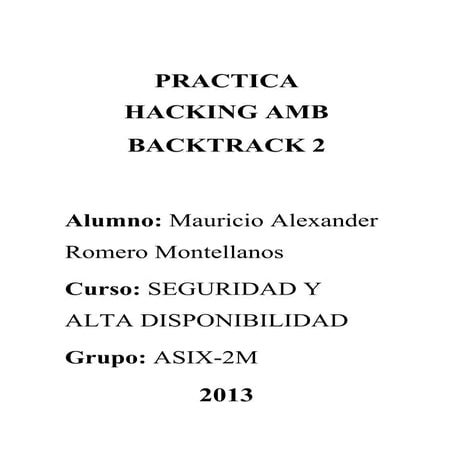 Seguridad: Backtrack2 