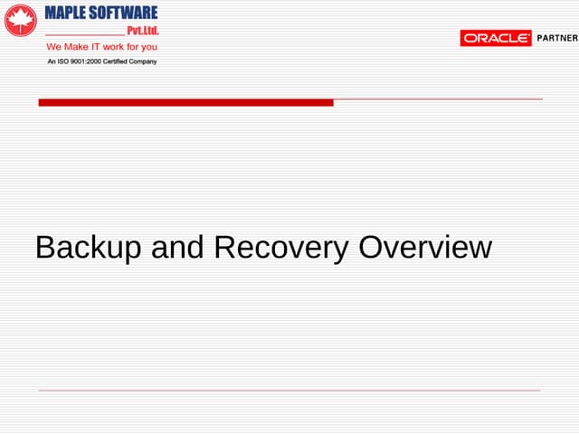 Backup And Recovery
