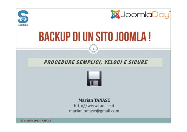 Backup di un sito Joomla! - Procedure semplici, veloci e sicure