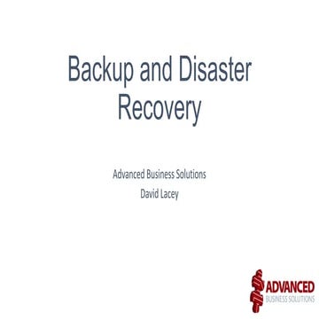 Backup and Disaster Recovery