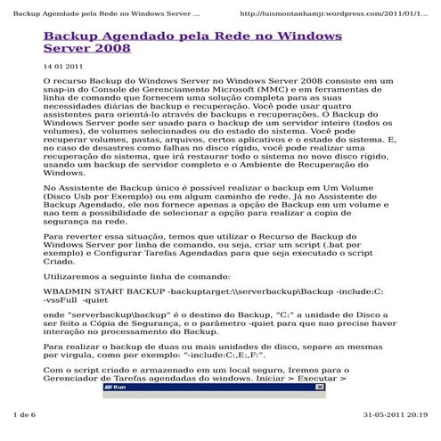 Backup Incremental auto - Windows Server 2008