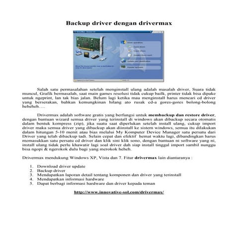 Backup driver dengan drivermax