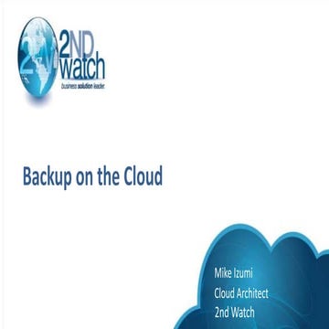 Backup on the cloud Webinar