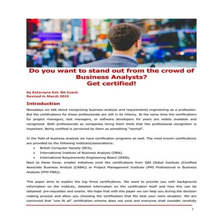 Get certified as a Business Analyst
