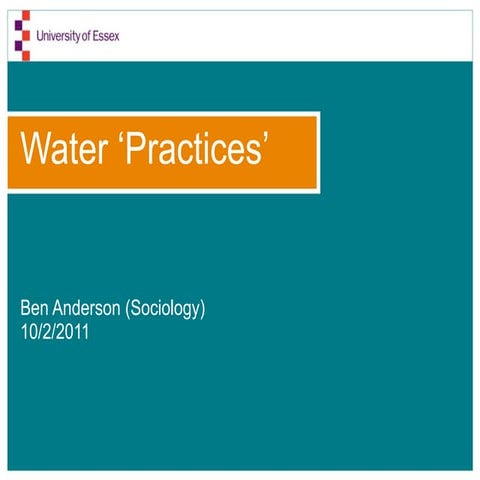 Water Practices - Preliminary Thoughts