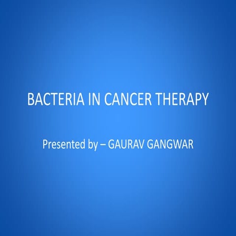 Bacteria in cancer therapy