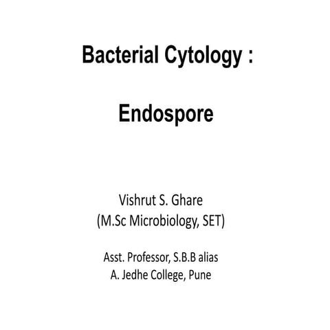 Bacterial cytology  endospore