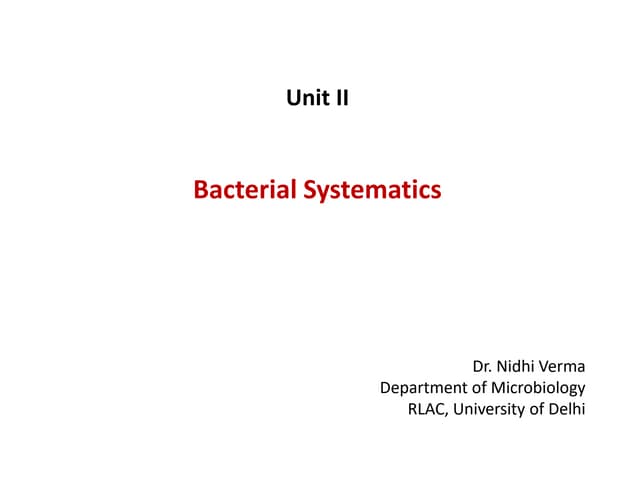 bacterial systematics in the diversity  of bacteria