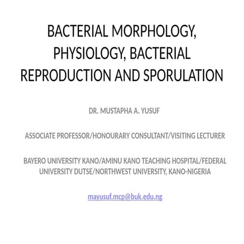 Bacteria Physiology for Medical Students