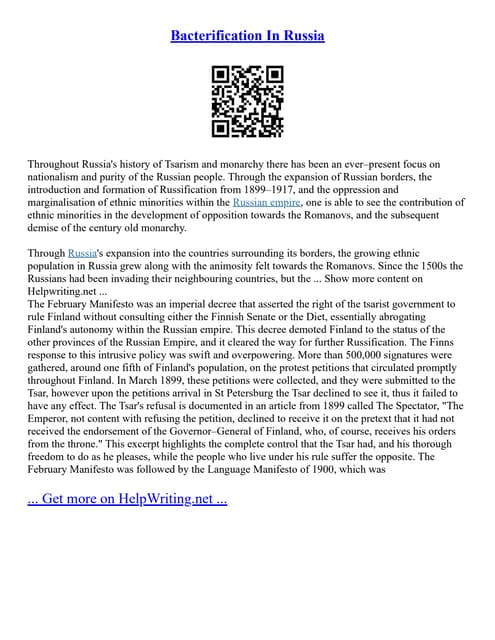 Bacterification In Russia