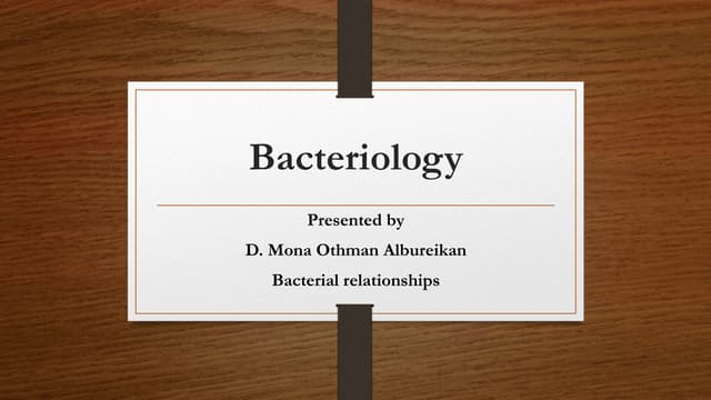 Bacterial relationships