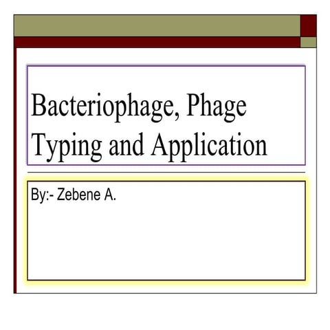 Bacteriophage, phage typing and application