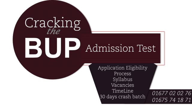 Cracking BUP admission test , Bangladesh university of professionals