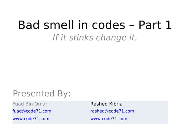 Bad Smell In Codes 1