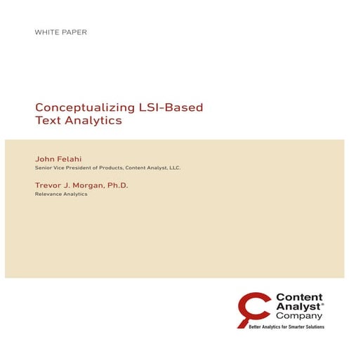 Content Analyst - Conceptualizing LSI Based Text Analytics White Paper