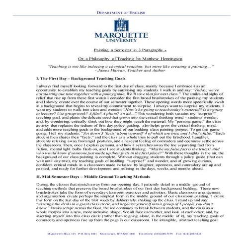 Statement of Teaching Philosophy for Matthew Henningsen