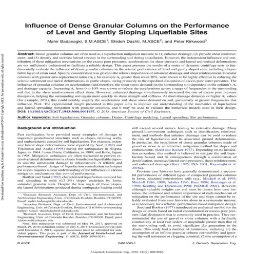 Influence of Dense Granular Columns on the Performance of Level and Gently Sl...