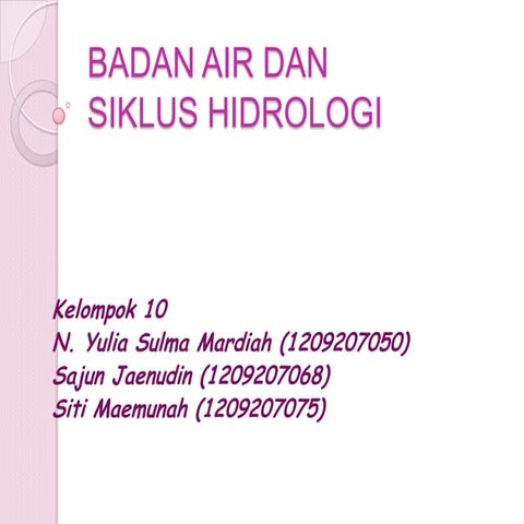 Badan air dan siklus hidrologi ppt