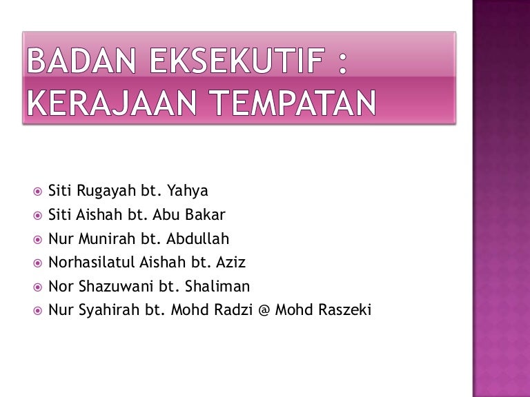 Badan eksekutif : Kerajaan Tempatan