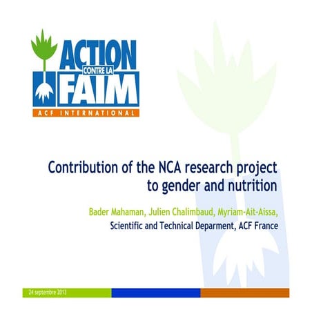 Bader Mahaman, ACF "Contribution of the NCA Research Project to Gender and Nu...