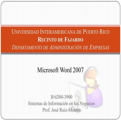 Badm 3900 Word 2007