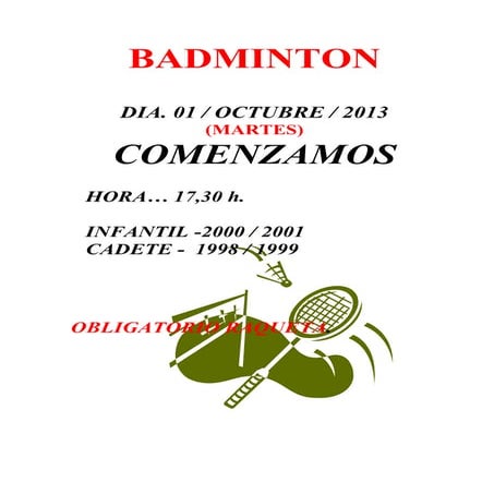 Badminton escuela 2013 2014
