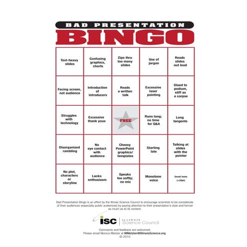 Bad Presentation Bingo   Monica Metzler Isc