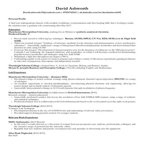 David Ashworth CV