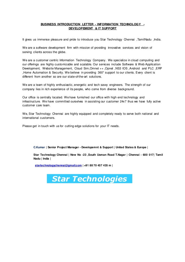 business introduction letter introduction letter to client for services