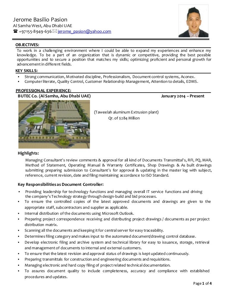 document controller key skills