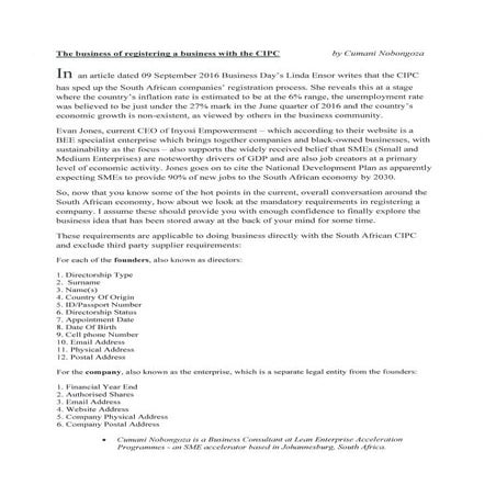 The business of registering a business with the CIPC