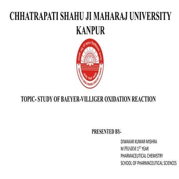 Baeyer-Villiger Oxidation Reaction M Pharm Chemistry.pptx