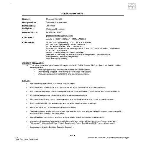 Ghassan Hamati CV April 2016 | PDF