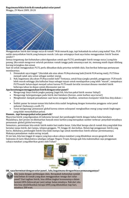 Cara Menghitung Kebutuhan Solar Panel Skala Rumah | PPTX