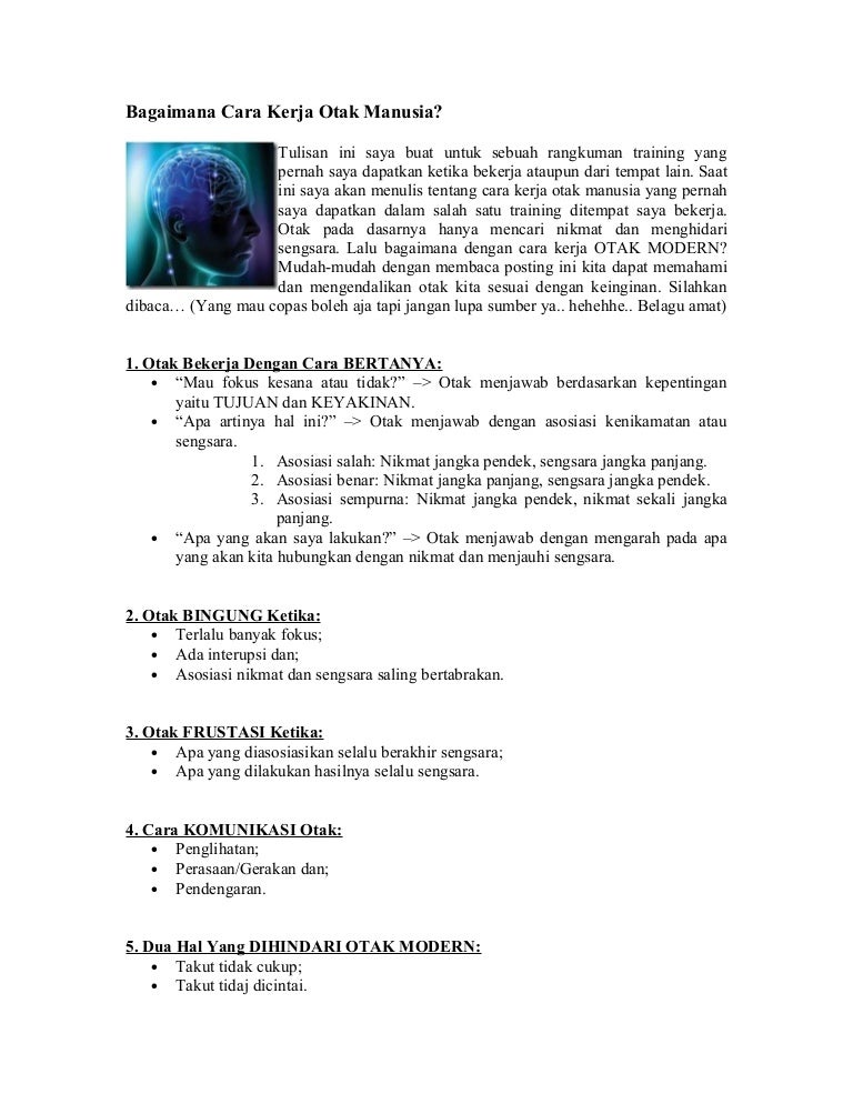 Bagaimana Cara Kerja Otak Manusia