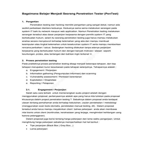 Bagaimana Belajar Menjadi Seorang Penetration Tester (PenTest)