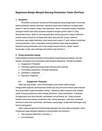 Bagaimana Belajar Menjadi Seorang Penetration Tester (PenTest)