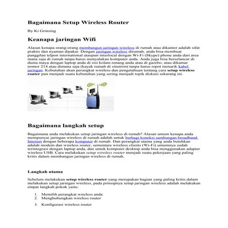 Bagaimana setup wireless router