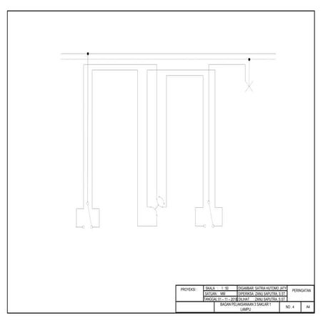Bagan pelaksanaan 3 saklar 1 lampu