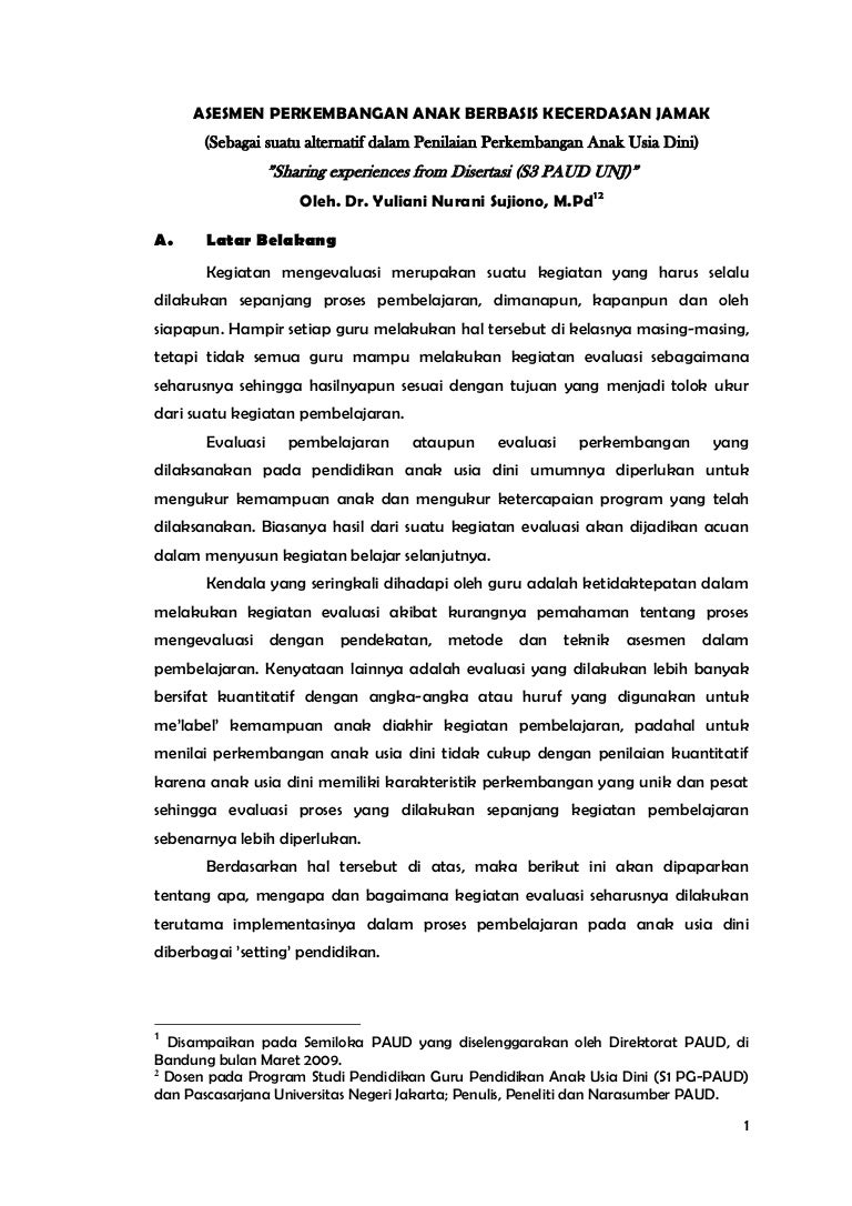 Bahan 2 Penilaian Perkembangan Anak Usia Dini